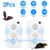 2Pack Rechargeable Ultrasonic Bat Repellent Indoor Outdoor Bird Mouse Deterrent Device with 6 Adjustable Levels for Attic Porch House