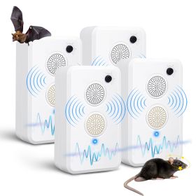 4Pack Rechargeable Ultrasonic Bat Repellent Indoor Outdoor Bird Mouse Deterrent Device with 6 Adjustable Levels for Attic Porch House