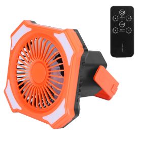Portable Camping Lantern Fan Battery Powered Hanging Fan USB Rechargeable Tent Fan With 4 Light Modes 3 Wind Modes Emergency Power Bank Remote Control