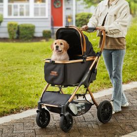 Pet Stroller, 4 Wheels Dog Stroller Rotate With Brakes, 66 Lbs Weight Capacity, Puppy Stroller With Detachable Carrier, Storage Basket And Pet Pad, Fo