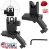 45 Degree Offset Rear Front Flip Up Sights Fiber Optics Aluminum Sights Tactical Folding Back Up Sight Set with Red Green Dots Fit Picatinny Weaver Ra
