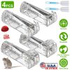 4Pcs Humane Live Mouse Trap Reusable Rat Rodent Trap Catch Release Cage Safe for Family Children Pets Easy Setup