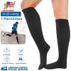 Unisex Compression Socks 15-20 mmHg Graduated Support Sports Fitness Socks for Running Athletic Circulation Recovery Polyester Solid Black