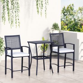 3pcs Patio Bar Set with Soft Cushion