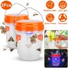 2Pcs Solar Powered Outdoor Wasp Trap Hanging Fly Catcher Reusable Bee Killer with UV Light to Trap Yellow Jacket Hornet Wasp Bee