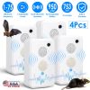 4Pack Rechargeable Ultrasonic Bat Repellent Indoor Outdoor Bird Mouse Deterrent Device with 6 Adjustable Levels for Attic Porch House