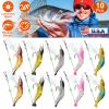 10Pcs Shrimp Bait Set Silicone Soft Lifelike Shrimp Fishing Lures with Luminous Sharp Hooks for Freshwater Saltwater