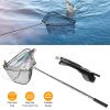Foldable Fish Landing Net Collapsible Handle Fishing Net with 38.6in-67in Aluminum Alloy Telescopic Pole for Kayak Fly Catfish Bass Crab Trout Fishing