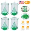 4 Set Ranch Fly Trap with Bait Trap Reusable Hanging Fly Catcher Killer Cage Net Pest Bug Trap for Outdoor Farm Orchard