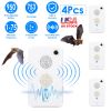 4Pack Rechargeable Ultrasonic Bat Repellent Indoor Outdoor Bird Mouse Deterrent Device with 6 Adjustable Levels for Attic Porch House