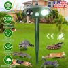 Solar Ultrasonic Animal Repeller PIR Sensor Animal Repellent Chaser with Flashing Light IPX4 Waterproof for Chasing Deer Raccoon Squirrel Rat Skunk Ra