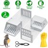 2Pcs Humane Mouse Trap Cage No Assembly Need Automatic Continuous Rat Trap with Single Way Door Reusable Catch And Release Live Cage Trap for Rodents