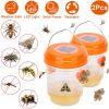 2Pcs Solar Powered Outdoor Wasp Trap Hanging Fly Catcher Reusable Bee Killer with UV Light to Trap Yellow Jacket Hornet Wasp Bee