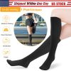 Unisex Compression Socks 15-20 mmHg Graduated Support Sports Fitness Socks for Running Athletic Circulation Recovery Polyester Solid Black