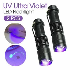 2 Pack UV Flashlight LED Handheld Blacklight Ultra Violet Flashlight 395nm Mini Light Inspection Lamp Torch Detector For Dog Pet Urine Stains, Bed Bug