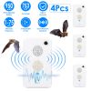 4Pack Rechargeable Ultrasonic Bat Repellent Indoor Outdoor Bird Mouse Deterrent Device with 6 Adjustable Levels for Attic Porch House
