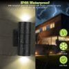 2Pcs Cylindrical Wall Light IP65 Waterproof Up Down Head Wall Mount Lamp For Porch Garage Garden Patio