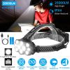 20000LM LED Headlamp 8 Lighting Modes Rechargeable Headlights IP44 Waterproof 90ºRotatable Headlights For Hiking Rescuing Camping