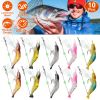 10Pcs Shrimp Bait Set Silicone Soft Lifelike Shrimp Fishing Lures with Luminous Sharp Hooks for Freshwater Saltwater