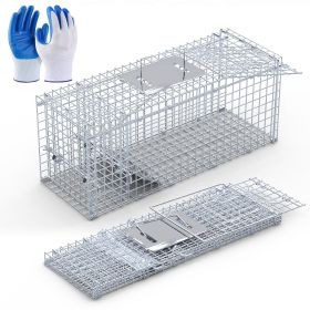 25.59Inch Live Humane Animal Trap Cage Heavy Duty Folding Catch And Release Rodent Cage For Rabbit Squirrel Possum Skunk Kitten Raccoon And More