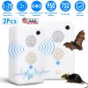 2Pack Rechargeable Ultrasonic Bat Repellent Indoor Outdoor Bird Mouse Deterrent Device with 6 Adjustable Levels for Attic Porch House