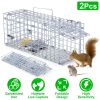 2Pcs Foldable Rat Trap Cage Humane Live Rodent Trap Cage Galvanized Iron Mice Mouse Control Bait Catch with Detachable L Shaped Rod For Kitchen Garden