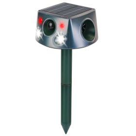Ultrasonic Solar Animal Repeller Outdoor Mole Snake Squirrel Repellent Waterproof Bird Deer Dog Cat Deterrent with 3 Modes Motion Sensor Vibration Sta