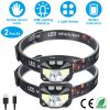 2Packs Rechargeable Motion Sensor Headlamp 6 Light Modes Headlight Torch Flashlight for Fishing Running Camping Hiking
