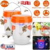 2Pcs Solar Powered Outdoor Wasp Trap Hanging Fly Catcher Reusable Bee Killer with UV Light to Trap Yellow Jacket Hornet Wasp Bee