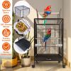 30.31In Height Bird Cage With Rolling Stand Bottom Tray Wrought Iron Wide Top Opening Large Bird Cage For Parrot Conure Lovebird Cockatiel Parakeets C