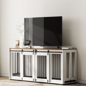 Dog Crate Furniture 72 In Indoor Wooden Dog Kennel With Tray Heavy Duty