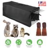 31x12x11” Folding Live Animal Trap Cage With Waterproof Cover And Gloves Humane Easy To Catch And Release Trap For Stray Cats Raccoons Squirrel Skunk
