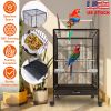 30.31In Height Bird Cage With Rolling Stand Bottom Tray Wrought Iron Wide Top Opening Large Bird Cage For Parrot Conure Lovebird Cockatiel Parakeets C