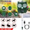 Solar Powered Ultrasonic Animal Repeller PIR Motion Sensor Rat Cat Dog Repellent Deterrent IP66 Waterproof Deer Raccoon Rabbit Squirrel Bird Pest Repe