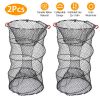 2Pcs Crab Trap Bait Nets Shrimp Prawn Crayfish Lobster Bait Fishing Pot Cage Basket 22x11.8in