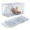 2Pcs 18x8x10In Humane Single Door Live Animal Trap Collapsible Galvanized Iron Animal Cage Catch And Release for Small Squirrel Raccoon Feral Cat Weas