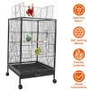 30.31In Height Bird Cage With Rolling Stand Bottom Tray Wrought Iron Wide Top Opening Large Bird Cage For Parrot Conure Lovebird Cockatiel Parakeets C