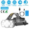20000LM LED Headlamp 8 Lighting Modes Rechargeable Headlights IP44 Waterproof 90ºRotatable Headlights For Hiking Rescuing Camping