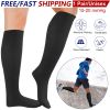 Unisex Compression Socks 15-20 mmHg Graduated Support Sports Fitness Socks for Running Athletic Circulation Recovery Polyester Solid Black