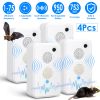 4Pack Rechargeable Ultrasonic Bat Repellent Indoor Outdoor Bird Mouse Deterrent Device with 6 Adjustable Levels for Attic Porch House