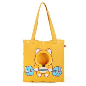 Pet Canvas Shoulder Bag, Cute Animal ShapedCat Carrier Canvas Bags,Portable Pet CanvasTote Chest Bag That Can Expose Head,OutdoorTravel Pet Carrier Fo (Option: Yellow-M)