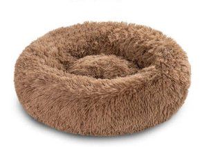 Round Long Hairy Autumn And Winter Nest Pad Cat Mattress (Option: DarkBrown-70cm)