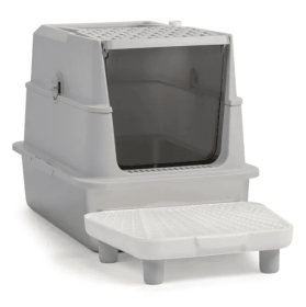Stainless Steel Cat Litter Box, Covered Extra Large Cat Litter Box Enclosure, Metal Kitty Litter Boxes With Lid, Litter Scoop, And Filter Pedal, Anti- (Option: Grey)