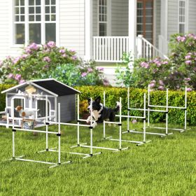 6 Piece Dog Agility Set with Adjustable Height Jump Bars (Option: White-980x240x250 mm)