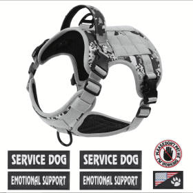 Hiphoppet US Local Tactical Service Dog Harness Vest Adjustable Reflective No Pulling Large Dog Harness With Metal Buckle (Option: GrayCamo-M)