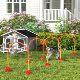 4 Piece Dog Agility Course Backyard Set with 4 Height Adjustable Dog Agility Jumps (Option: Orange-840x250x210 mm)