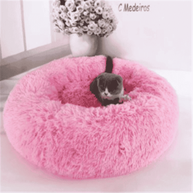 Round Long Hairy Autumn And Winter Nest Pad Cat Mattress (Option: Bright powder-120cm)
