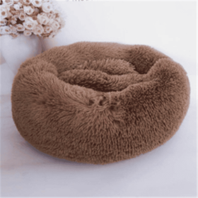 Round Long Hairy Autumn And Winter Nest Pad Cat Mattress (Option: Light coffee-60cm)