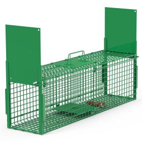 40in 2 Door Live Animal Cage Trap For Animals Under 18LBS Easy To Setup Humane Galvanized Iron Trap Cage For Raccoons Armadillos Foxes Opossums Muskra (Option: 100_30_28CM)