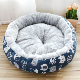 Dog And Cat Litter Padded With Round Cotton (Option: Blue-M)